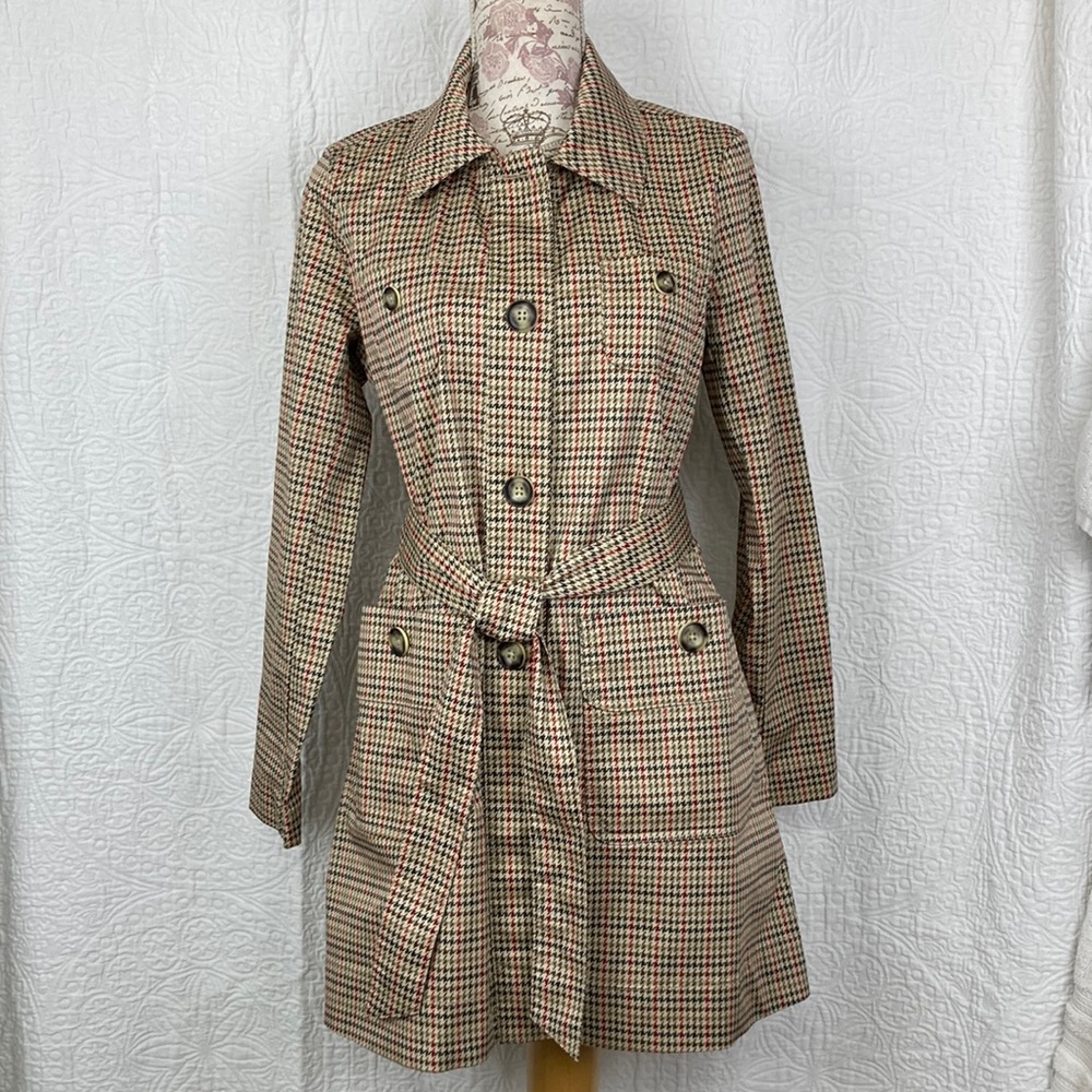 Cabi Women’s Sherlock Houndstooth Trench Coat sz Small